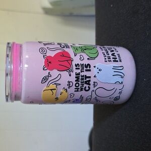 Whimsical Pink Cat Tumbler